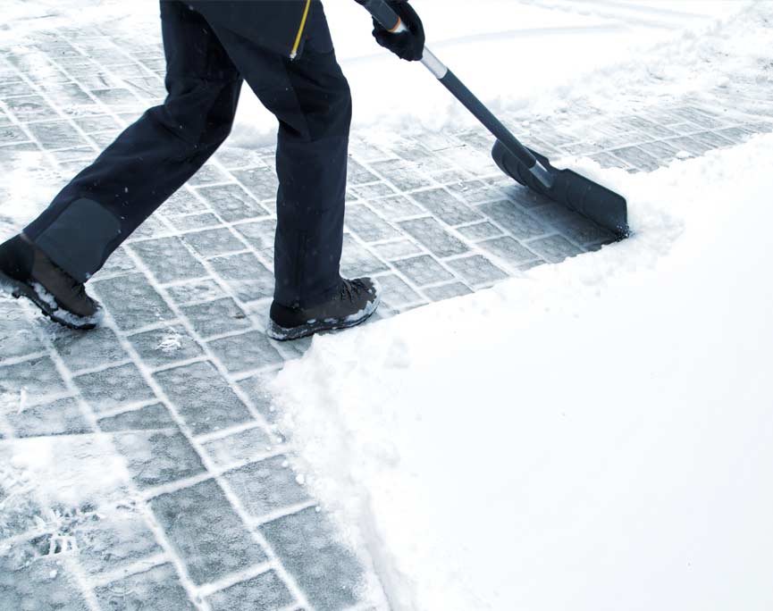 winter sidewalk snow shoveling